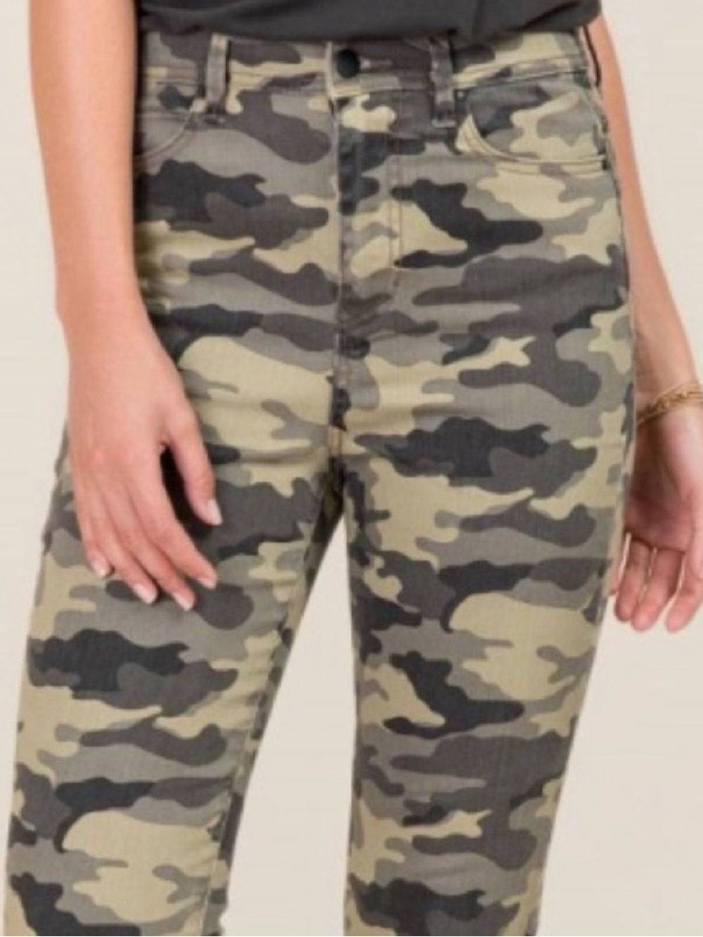 Francesca's Collections High-Rise Camo Skinny Jeans - Olive & Black